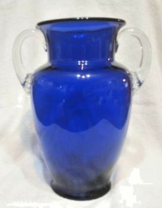 Vintage Cobalt Blue Two Handled Crystal Vase (loving Cup Style)