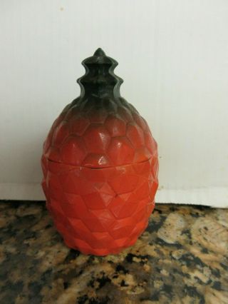 Rare Vtg Hazel Atlas Milk Glass Orange Pineapple Jelly Jam Jar 1930 