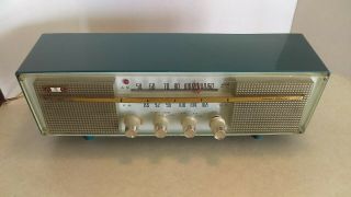 Vintage 1961 Rincan Kfa - W7 Japan Am/fm Blue Table Tube Mid Century Radio
