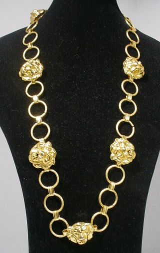 Vintage By Robert Necklace Belt With Lions Heads