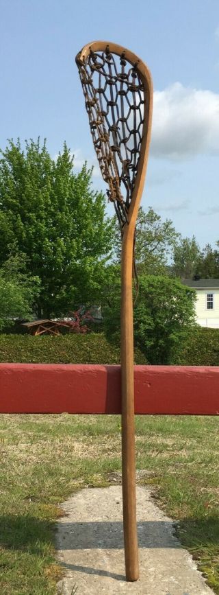 Vintage Wooden Lacrosse Lax Stick 45 " Long Great