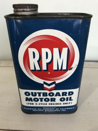 Vintage Standard Chevron Rpm Outboard Motor Oil Tin Can Antique Cans Signs Gas