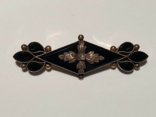 Antique Victorian Gold Filled & Onyx Pin Or Brooch