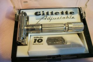 Vintage Gillette Silvertone Fat Boy Adjustable Razor In Plastic Case