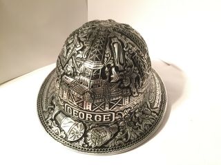 Vintage Mcdonald Aluminum Engraved Silver Standard T Hard Hat Mine Oil Field