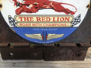 VINTAGE GILMORE GASOLINE PORCELAIN RED LION AUTO SERVICE STATION PUMP PLATE SIGN 5