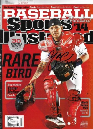 Yadier Molina Signed Sports Illustrated St Louis Cardinals W/coa Jsa N67657 Rare