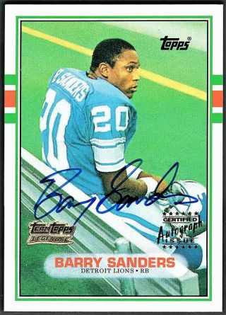 Barry Sanders 2001 Topps Team Legends 1989 Rookie Reprint Auto Ssp Very Rare