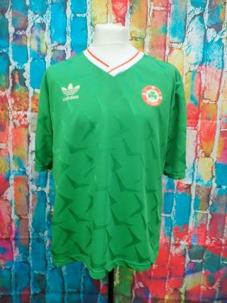 S11 Vintage 1990 - 92 Rare Ireland Fa Football Shirt Size Large Jersey Adidas
