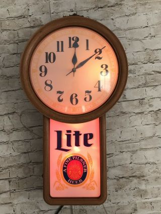 Miller Lite Lighted Beer Clock Sign Vintage 21 " Tall