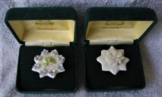 Set Of 2 - Vintage Belleek Brooches - Erne & Forget - Me - Not - Highly Collectible