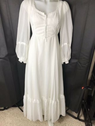 Gunne Sax Vtg Angel Bell Sleeve Cream White Lace Hippie Boho Wedding Dress 11