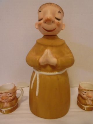 Vintage 1960 ' s LEFTON China 5 Piece Monk Decanter Sake Set 991 2