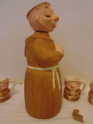 Vintage 1960 ' s LEFTON China 5 Piece Monk Decanter Sake Set 991 5