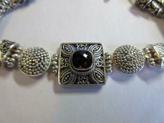 VINTAGE BALI,  SUARTI STERLING SILVER SMOKEY QUARTZ GEMSTONE DESIGNER BRACELET 2