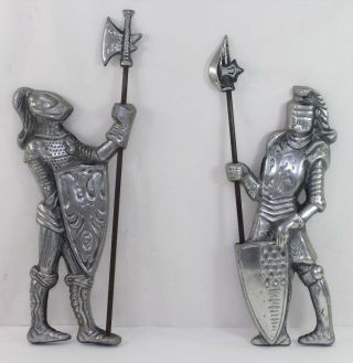 Vintage Metal Mbc Medieval Knight Pair 1103 Japan Wall Art