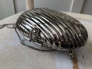 WOODWARD Silver Fluted Metal Evening Bag Clutch Purse Case Vintage 4