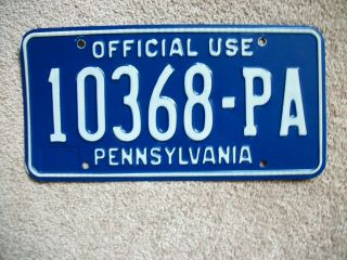 Vintage Pennsylvania - Pa - " Official Use " State Vehicle License Plate - Nr