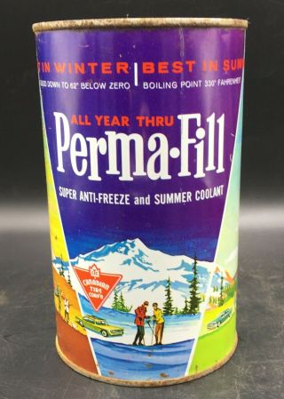 Scarce Vintage 1960’s Canadian Tire Perma - Fill Anti - Freeze Imperial Quart