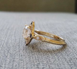 Art Deco Vintage Round White Diamond Engagement Wedding Ring Set Sterling Silver 3