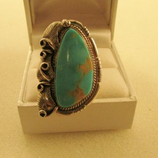 Vintage Southwest Turquoise Ring Size 7.  75 Sterling " Jcy "