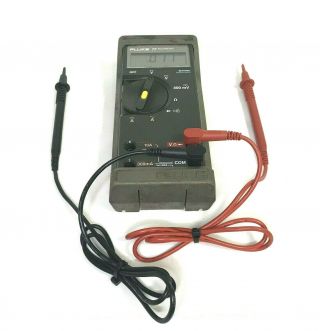 Vintage Fluke 77 Multimeter Handheld Digital Meter W/ Leads And Beltclip Holder