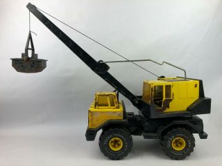 Vintage Tonka Truck Mobile Clam With Bucket And Cable Yellow Old Crane