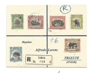 North Borneo - A Rare Attractive 1924 Registered Cover From Tawau To Trieste