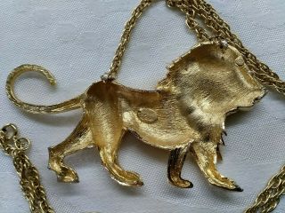 Vintage Park Lane Large Walking Lion Pendant Necklace Gold Tone 5