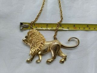 Vintage Park Lane Large Walking Lion Pendant Necklace Gold Tone 7