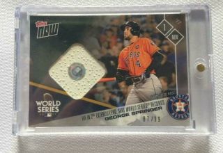 2017 Topps Now Astros World Series George Springer Game Base Relic /99 Rare