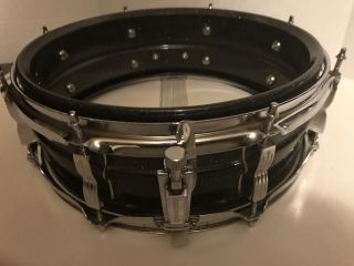 Vintage Ludwig Black Galaxy snare drum 14 x 5 B/W Badge Acrolite AS/IS 3