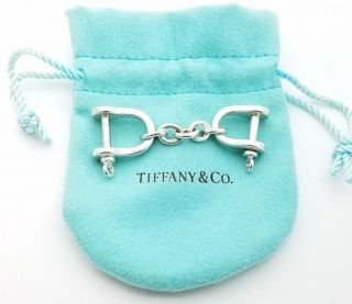 Rare Tiffany & Co Sterling Silver Small Double Shackle Key Ring Keychain Pouch