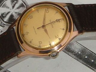 Worth Vintage H/w Swiss Mens 50s 1960s Watch Rose Gold Plated Quality Movement