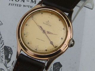Worth vintage H/W Swiss mens 50s 1960s watch Rose Gold plated quality movement 2