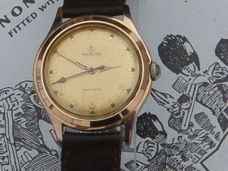 Worth vintage H/W Swiss mens 50s 1960s watch Rose Gold plated quality movement 3