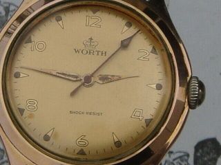 Worth vintage H/W Swiss mens 50s 1960s watch Rose Gold plated quality movement 4