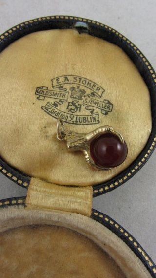 Vintage 9ct Gold Eagle Claw Charm Carnelian Ball 375 Pendant