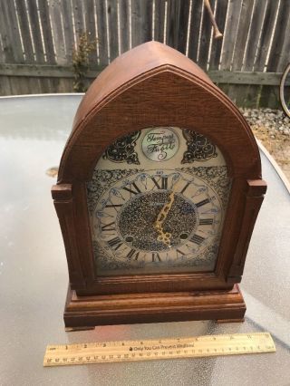 Vintage Alaron 31 Day Shelf Mantle Clock With Chime Hourly