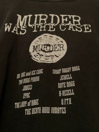 Vtg 90s Death Row Records Murder Was The Case rap hip hop 2 pac dr dre T - shirt 5