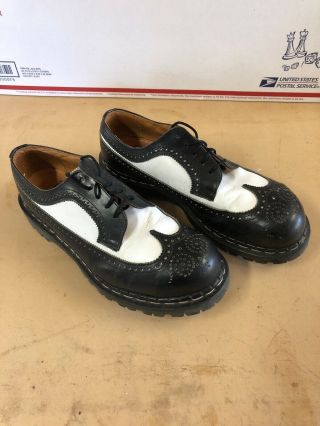 Vintage Gripfast Steel Toe Brogue Shoes Black White Rockabilly England Size 9