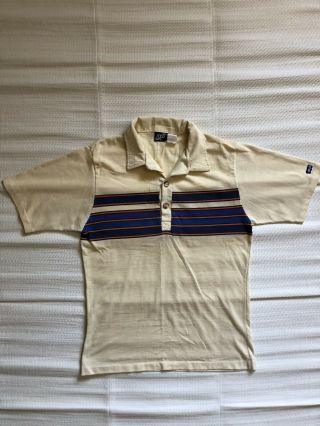 Vintage Levis 70s 80s Polo Shirt Striped Surf Size S/m Yellow Made In Usa