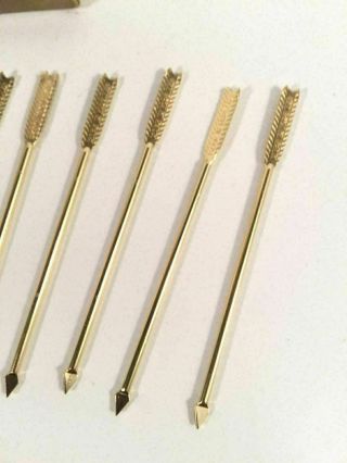 Cocktail Arrows Vintage Hor D ' oeuvres Skewer Gold Tone Appetizer Made In England 2