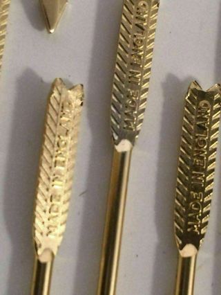 Cocktail Arrows Vintage Hor D ' oeuvres Skewer Gold Tone Appetizer Made In England 5