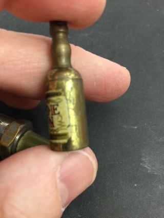 2 Miniature Vintage Pocket Striker Lighters Sloe Gin Bottle & Germany Spark Plug 3