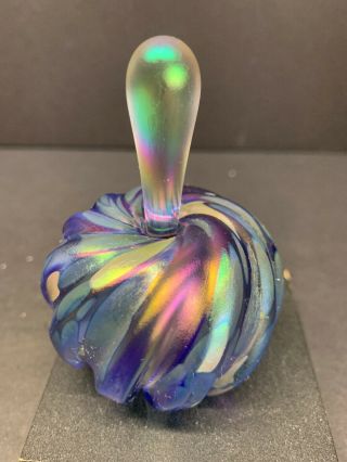 Stunning Vtg Brian Maytum Art Glass Signed 1993 Iridescent Glass Perfume Bottle