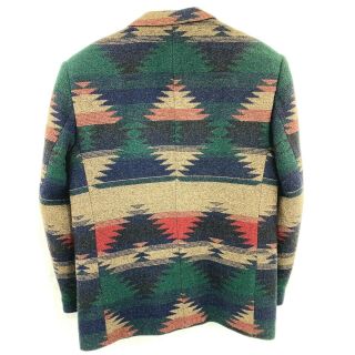 VTG 70s 80s Aztec Wool Blazer Jacket Sz L Mens Navajo Indian Blanket Coat USA 3