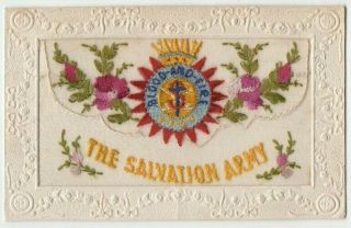 Ww1 Embroidered Silk Postcard The Salvation Army Badge Vintage 1914 - 18
