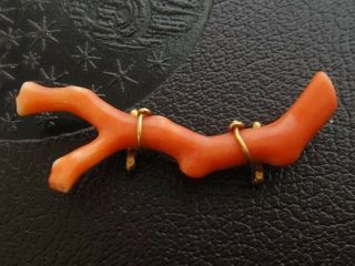 Japanese Obidome Natural Untreated Red Carved Coral Obi Clip 4g