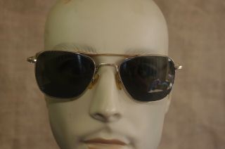 Vtg American Optical Ao 5 1/2 Gold Tone Sunglasses